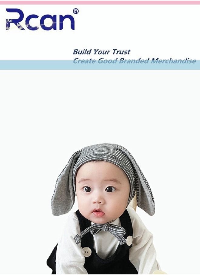 Rcan Rcan Newborn Cute Baby Ear Protection Hat Soft Baby Cap Cotton 3-24 Months, Grey  - Image 1