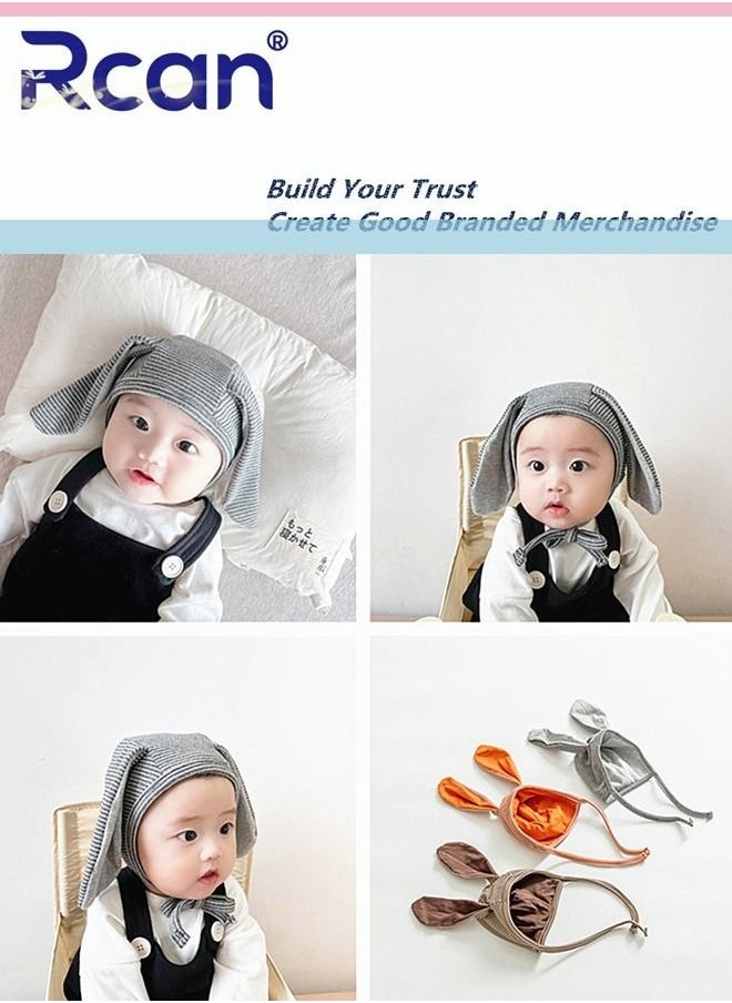 Rcan Rcan Newborn Cute Baby Ear Protection Hat Soft Baby Cap Cotton 3-24 Months, Grey  - Image 5