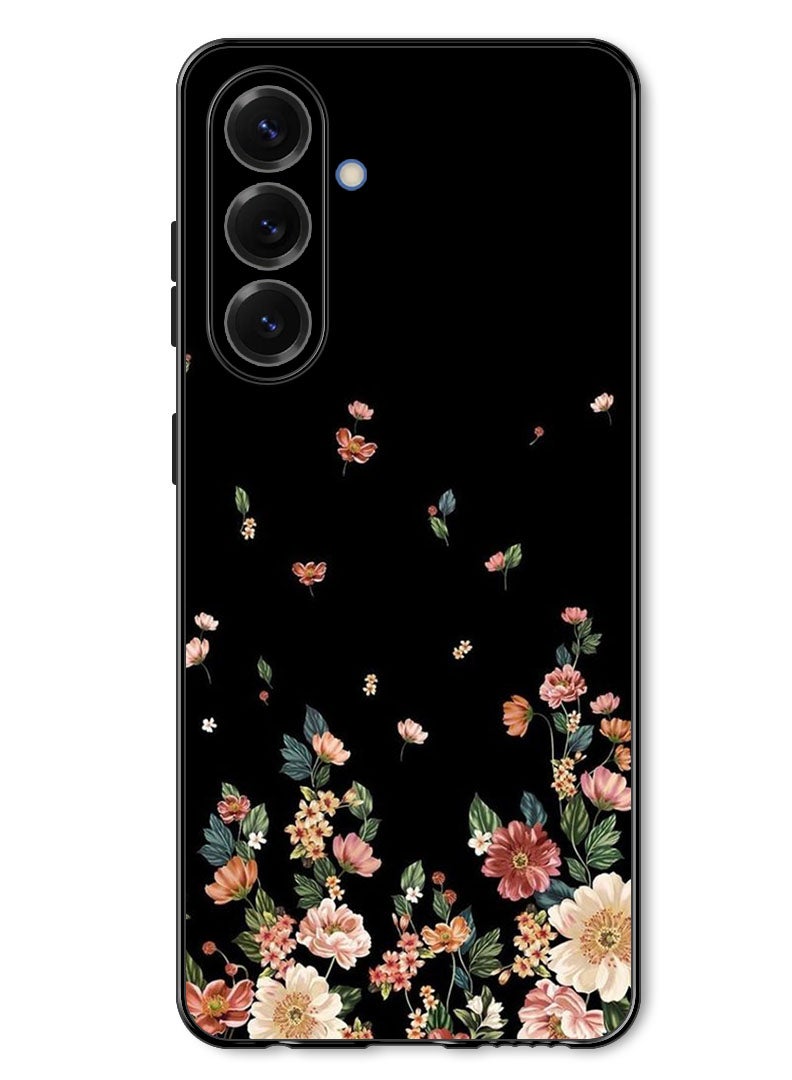 Theodor Case Compatible with Samsung Galaxy A17/ M17 6.7 Inch Protection Shockproof Bumper Cover Flowers in Black Background - Image 1