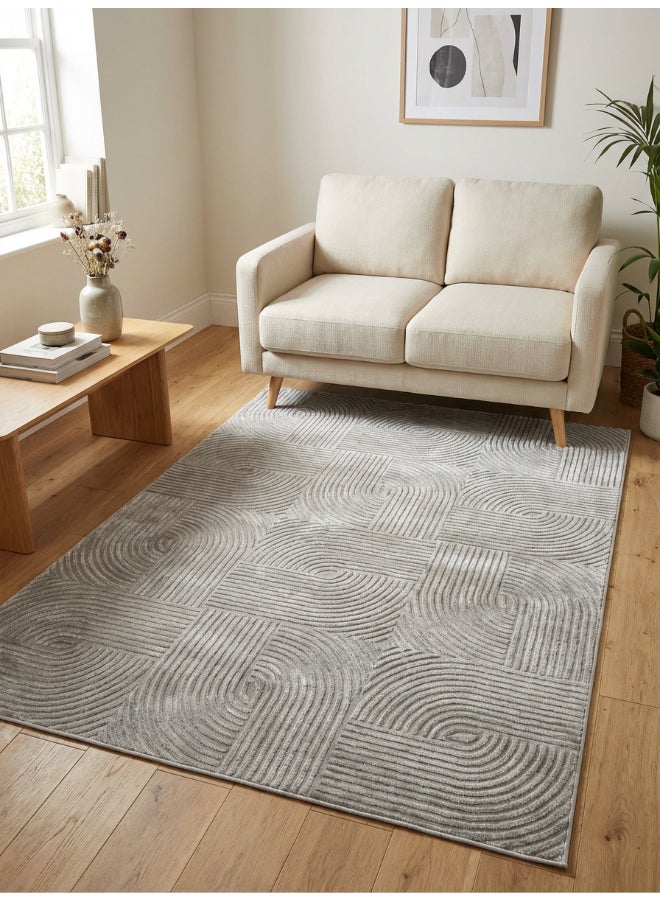 Carpet Rug Woven with Soft Texture |Metro Grid Design - Grey | Size - 120x170 cm - 4x5.5 ft | For Mid-Small sized Family room, Bedroom with twin or queen beds, Home office, Entry hallways, Foyers or Balcony