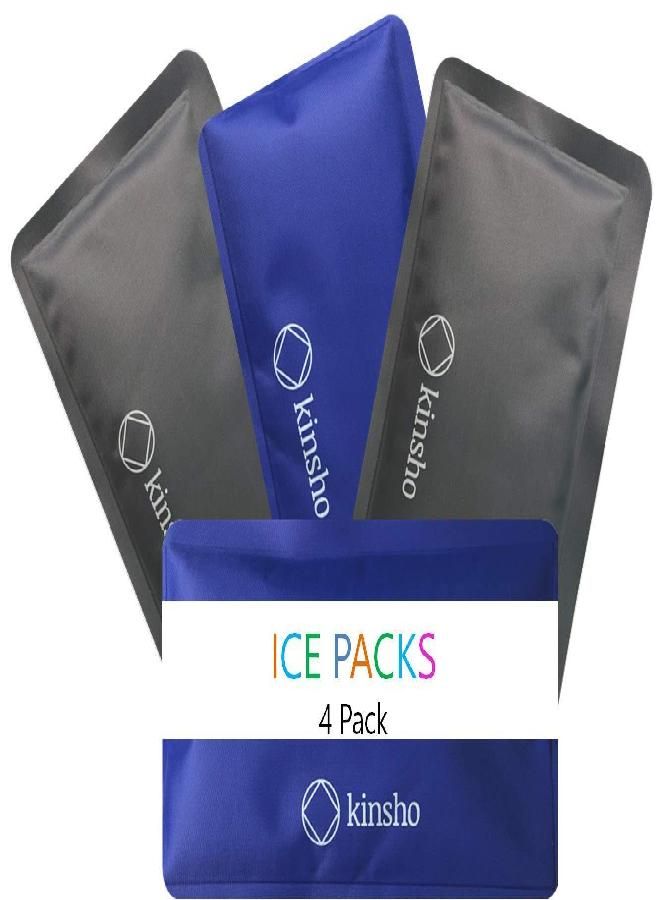 Kinsho Ice Packs for Lunch Box Bag and Bento Boxes, 4 Pack Set, Reusable and Refreezable Soft Slim Pouches for Kids Boys Adults, Travel, School, Work, Camping, Long Lasting Cold, Flexible | Blue Grey…  - Image 4