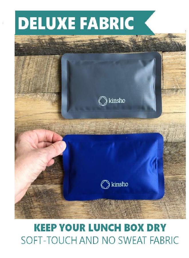 Kinsho Ice Packs for Lunch Box Bag and Bento Boxes, 4 Pack Set, Reusable and Refreezable Soft Slim Pouches for Kids Boys Adults, Travel, School, Work, Camping, Long Lasting Cold, Flexible | Blue Grey…  - Image 3