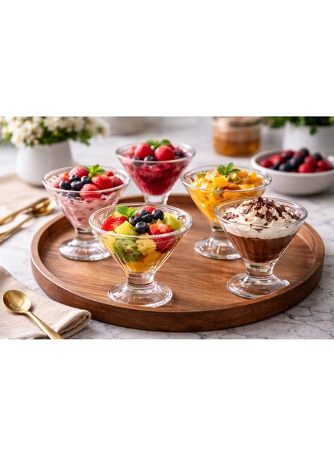 ✨ Glass Ice Cream and Nut Bowl Set – 6 Pieces (10.5 x 10.5 cm) ✨