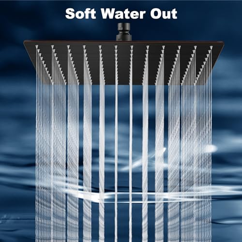 Midanya Rain Shower Head, Stainless Steel Large Rainfall Shower Head High Pressure, Bathroom Waterfall Square Showerhead, Ceiling or Wall Mount, Oil-Rubbed Bronze 12 Inch - Image 2
