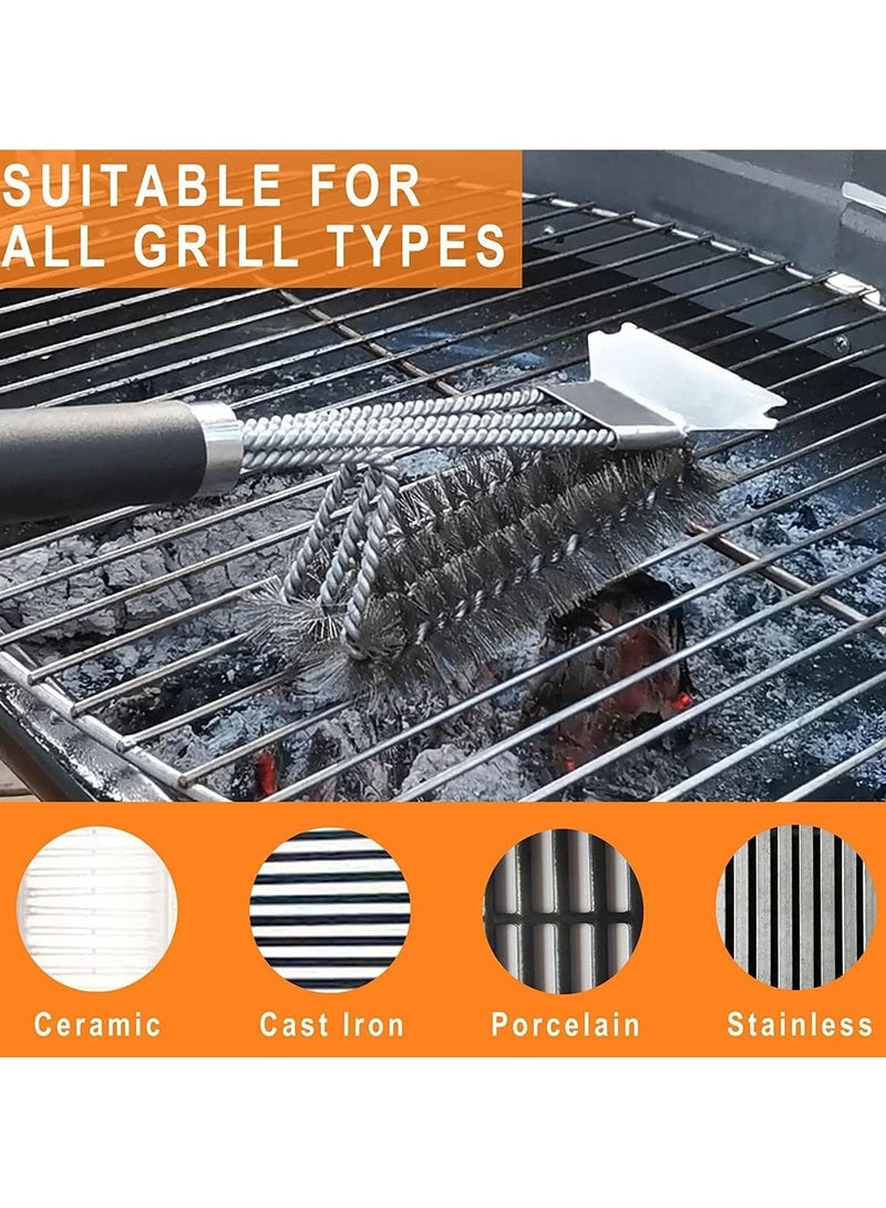 راكسوم فرشاة شواية ومكشطة بمقبض فاخر، فرشاة شواء سلكية آمنة، فرشاة تنظيف الشواء، منظف شبكة الشواية لشوايات الفحم والخزف بالأشعة تحت الحمراء الغازية - Image 4