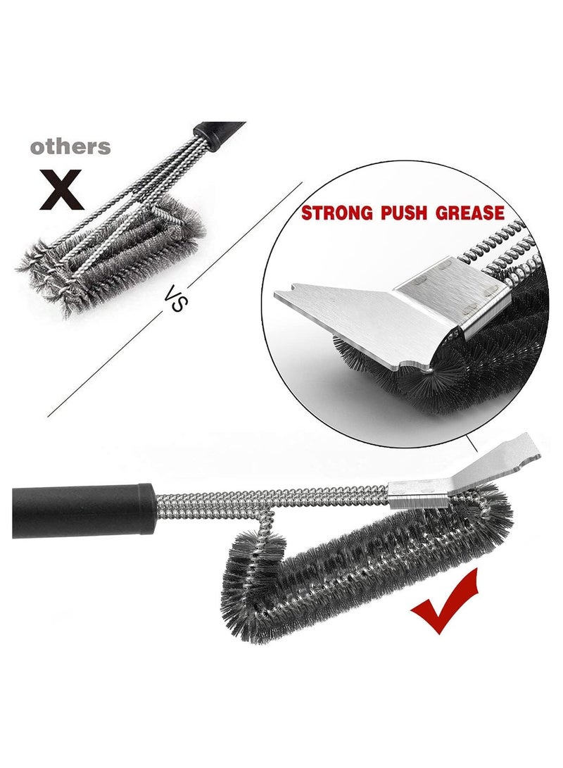 راكسوم فرشاة شواية ومكشطة بمقبض فاخر، فرشاة شواء سلكية آمنة، فرشاة تنظيف الشواء، منظف شبكة الشواية لشوايات الفحم والخزف بالأشعة تحت الحمراء الغازية - Image 5