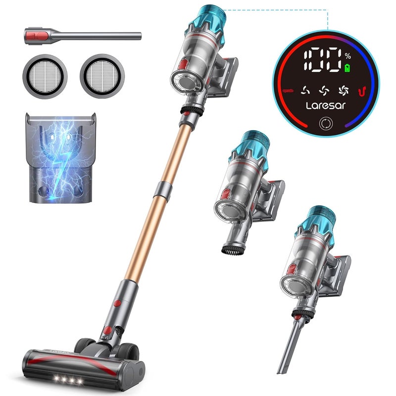 Laresar Ultra 7 Cordless Vacuum Cleaner 550W45Kpa Stick Vacuum Cleaner with Touch Screen Up to 60 Mins Runtime Lightweight Handheld Vacuums for Hardwood Floor Carpet Car Pet Hair Black - Image 1