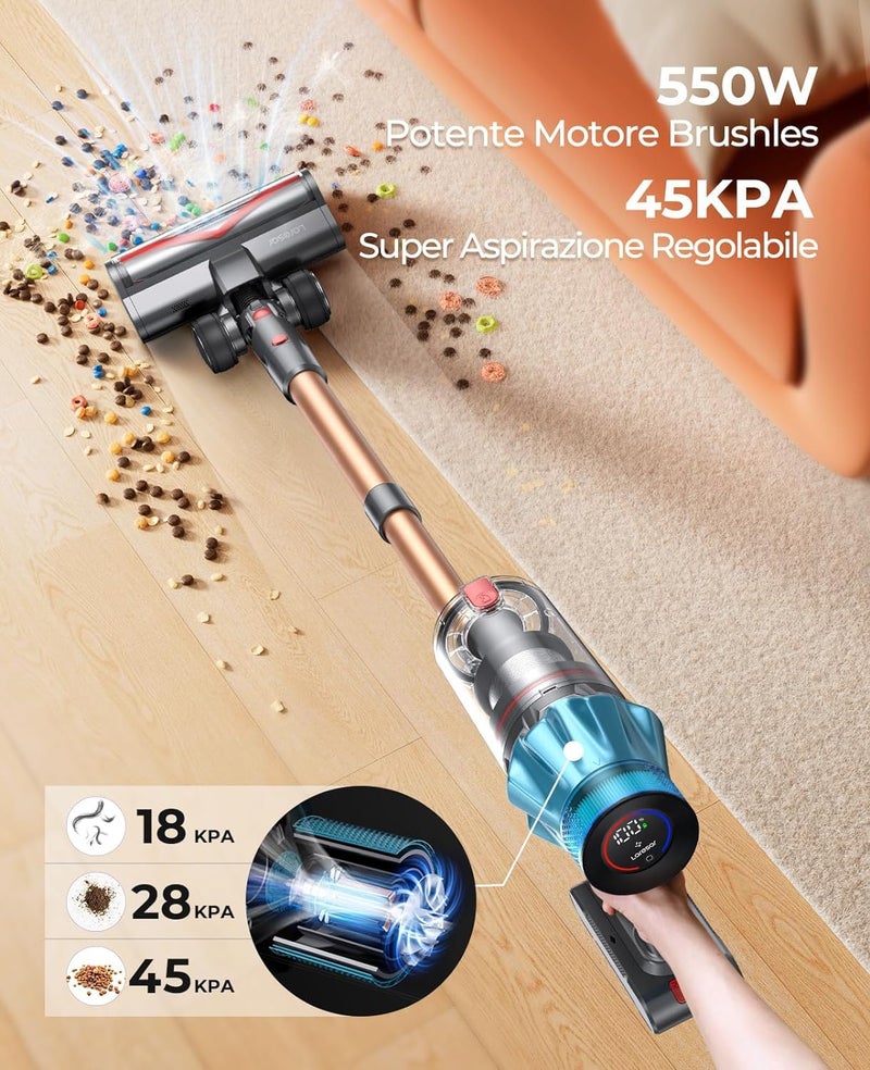 Laresar Ultra 7 Cordless Vacuum Cleaner 550W45Kpa Stick Vacuum Cleaner with Touch Screen Up to 60 Mins Runtime Lightweight Handheld Vacuums for Hardwood Floor Carpet Car Pet Hair Black - Image 2