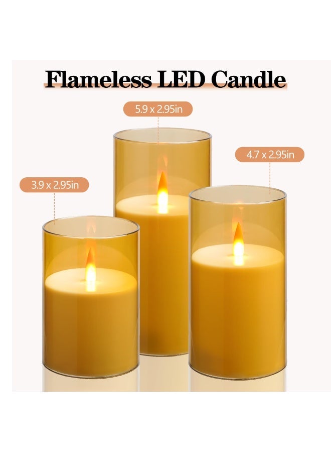 بابونا طقم 3 قطع شموع LED بدون لهب لهب متأرجح، جهاز تحكم عن بعد ومؤقت تعمل بالبطارية خيط 3D عمودية للحفلات والزفاف والمنزل (أبيض دافئ) - Image 2
