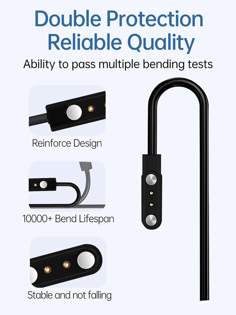 WUNIAK （2 Pack） Charging Cable for Teslahero Kids Fitness Watch,Magnetic USB Charging Cable Replacement Charger Compatible,Black. - Image 3