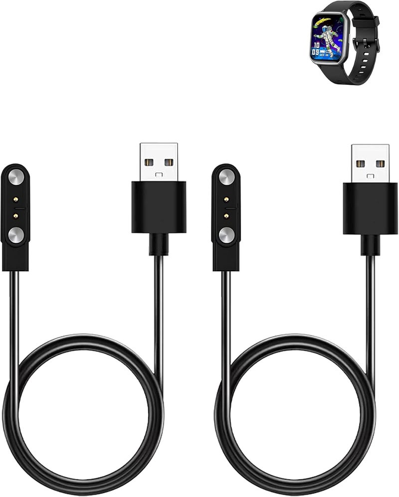 WUNIAK （2 Pack） Charging Cable for Teslahero Kids Fitness Watch,Magnetic USB Charging Cable Replacement Charger Compatible,Black. - Image 1