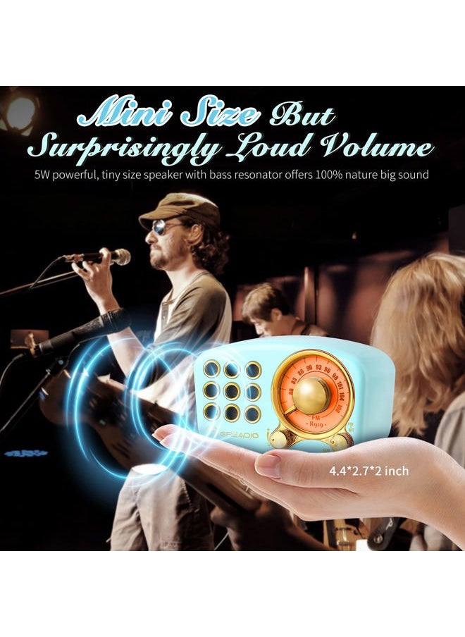 Greadio Retro Bluetooth Speaker, Vintage Radio-Greadio FM Radio with Old Fashioned Classic Style, Strong Bass Enhancement, Loud Volume, Bluetooth 5.0 Wireless Connection, TF Card and MP3 Player (Blue)  - Image 2