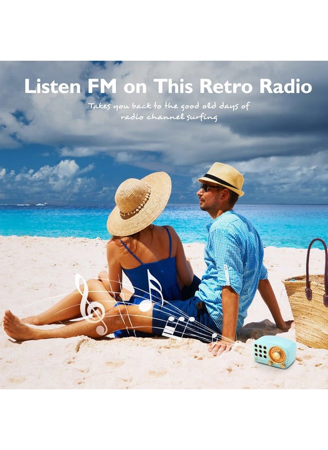 Greadio Retro Bluetooth Speaker, Vintage Radio-Greadio FM Radio with Old Fashioned Classic Style, Strong Bass Enhancement, Loud Volume, Bluetooth 5.0 Wireless Connection, TF Card and MP3 Player (Blue)  - Image 5