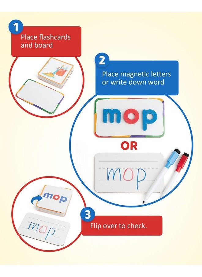 Coogam Short Vowels Spelling Flashcards With Magnetic Abc Letters Learn To Write Cvc Sight Words Vocabulary Flashcards Montessori Educational Toy Gift For Kids 3 4 5 Years Old  - Image 3