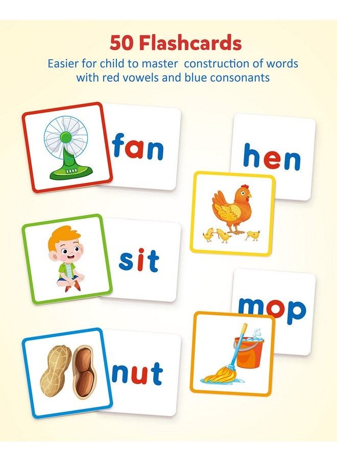 Coogam Short Vowels Spelling Flashcards With Magnetic Abc Letters Learn To Write Cvc Sight Words Vocabulary Flashcards Montessori Educational Toy Gift For Kids 3 4 5 Years Old  - Image 4