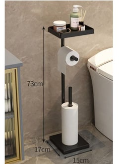 Bukela European Light Luxury Style Bathroom Furniture Floor Standing Double-pole Paper Towel Organizer Rack with Storage Plane  - Image 5