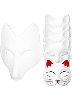 Generic Mask Cat Masks Fox Mask Set White Paper Mask Hand Painted Blank Mask Diy Your Own Mask Cosplay Fox and Cat Animal Mask DIY Blank Masks Masquerade Accessories  - Image 1