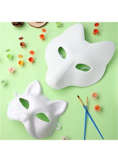 Generic Mask Cat Masks Fox Mask Set White Paper Mask Hand Painted Blank Mask Diy Your Own Mask Cosplay Fox and Cat Animal Mask DIY Blank Masks Masquerade Accessories  - Image 2