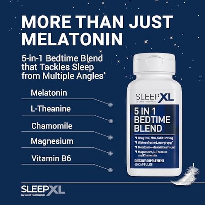OmegaXL SleepXL Sleep Supplement Non-Habit-Forming Formula - Fall Asleep Faster & Sleep Longer - 5 key ingredients include Melatonin, L-Theanine, Chamomile, Magnesium & Vitamin B6 (60 Capsules, 30 Servings) - Image 2