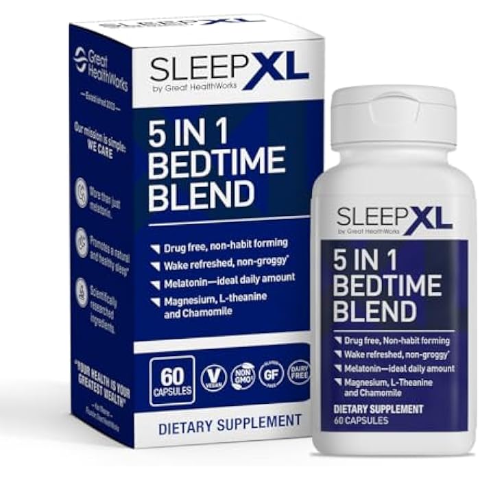 OmegaXL SleepXL Sleep Supplement Non-Habit-Forming Formula - Fall Asleep Faster & Sleep Longer - 5 key ingredients include Melatonin, L-Theanine, Chamomile, Magnesium & Vitamin B6 (60 Capsules, 30 Servings) - Image 1