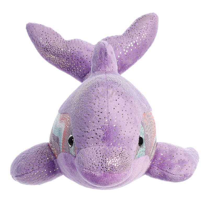 Aurora Huggable Destination Nation Dolphin Stuffed Animal - Global Exploration - Learning Fun - Purple 12 Inches - Image 2