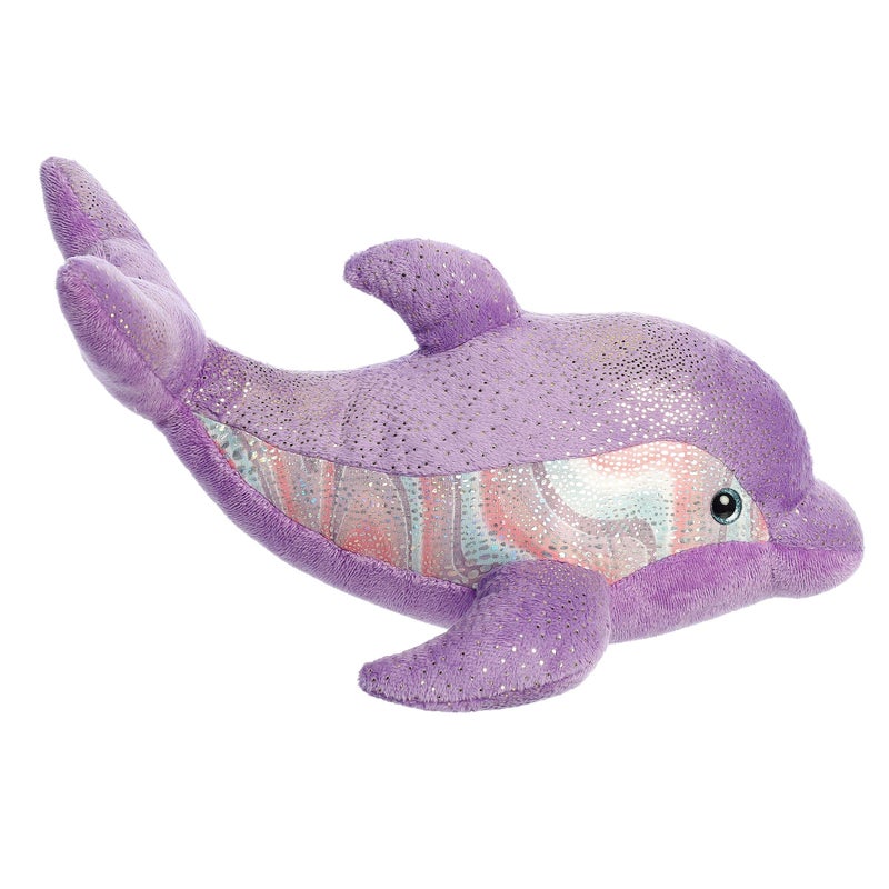 Aurora Huggable Destination Nation Dolphin Stuffed Animal - Global Exploration - Learning Fun - Purple 12 Inches - Image 3