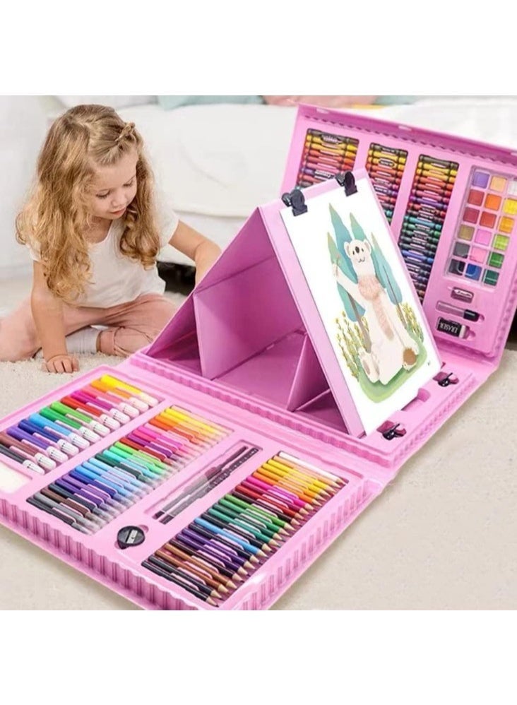 Double B traders 208 PCS Art Supplies,Drawing Art Kit for Kids Girls Boys Teens Artist, Art Set Case with Trifold Easel, Includes Oil Pastels, Crayons, Colored Pencils, Coloring Book, Scissors, Origami Paper 40 Sheets - Image 1
