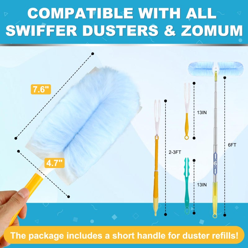 Zomum Duster Refills for Swiffer Dustersï¼ŒStrong Static Dust Removalï¼ŒDuster Refill Replacement Head for Electronics, Furniture, Blindsï¼ˆ18 PCS+1Handleï¼‰ - Image 5
