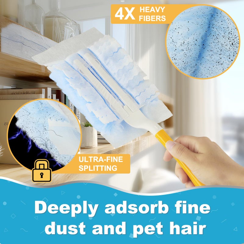 Zomum Duster Refills for Swiffer Dustersï¼ŒStrong Static Dust Removalï¼ŒDuster Refill Replacement Head for Electronics, Furniture, Blindsï¼ˆ18 PCS+1Handleï¼‰ - Image 2