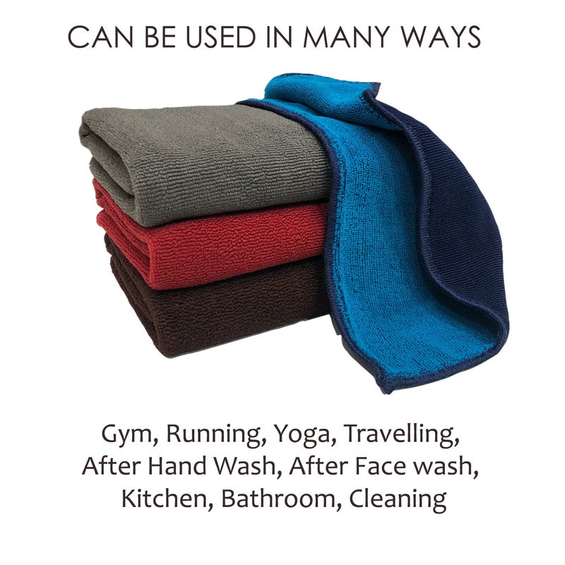 STAMIO Microfiber Hand Towel Set Super Soft (Set of 3, Grey) - Image 3