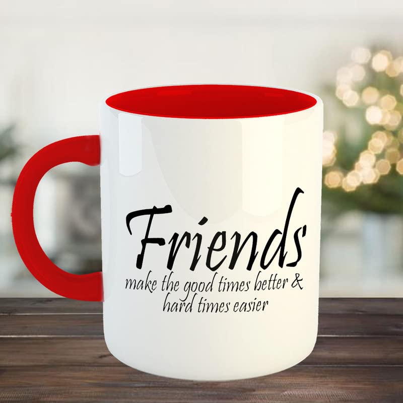 Happu Happy Friendship Day Coffee Mug with 1 Friendship Band Friends Make Good Times Better Friendship Day Gift for WomenMens Friendship Day Gift for BoyGirlsColleagues 325 ML11Oz5886RD - Image 3