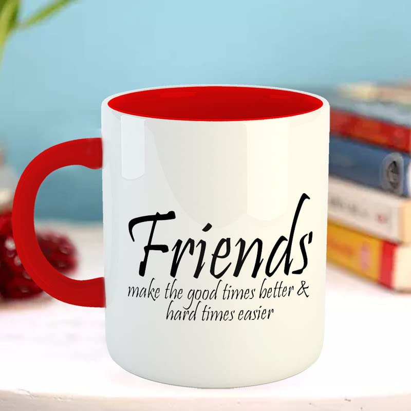 Happu Happy Friendship Day Coffee Mug with 1 Friendship Band Friends Make Good Times Better Friendship Day Gift for WomenMens Friendship Day Gift for BoyGirlsColleagues 325 ML11Oz5886RD - Image 4