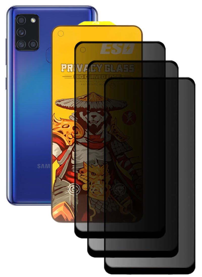 ESD 3 Pieces Tempered Dustproof Privacy Glass Screen Protector Compatible For Samsung Galaxy A21s - Image 1