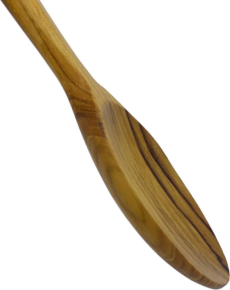 FAAY 12.5 Inch Wood Utensil Set (2 PCS), Teak Wooden Right Hand Spatula & Flat Spoon, 100% Natural from High Moist Resistance Teak Wood, Healthy Wooden Spoon Spatula for Non Stick Cookware - Image 4