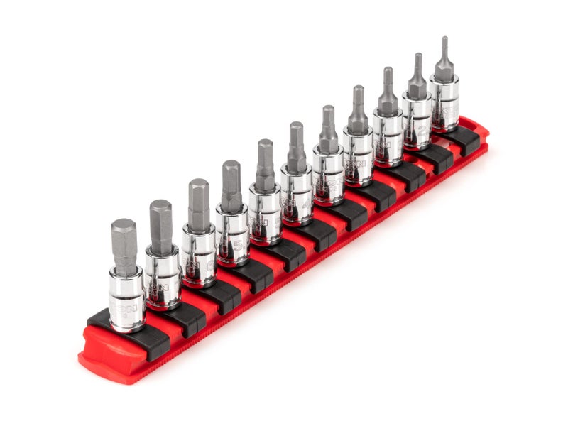 TEKTON 14 in Drive Hex Bit Socket Set with Rail 11Piece 28 mm SHB90106