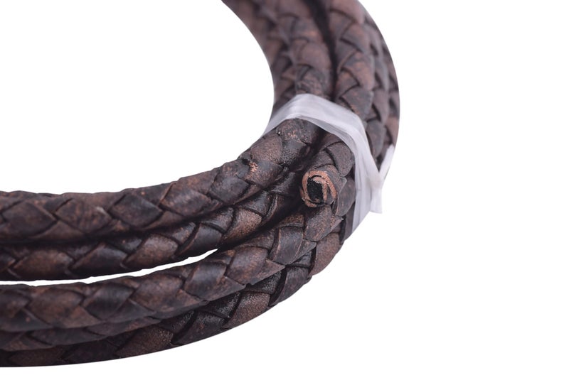 KONMAY 2 Yards 4.0mm Antique Brown Genuine Leather Braided Bolo Leather Cord - Image 2