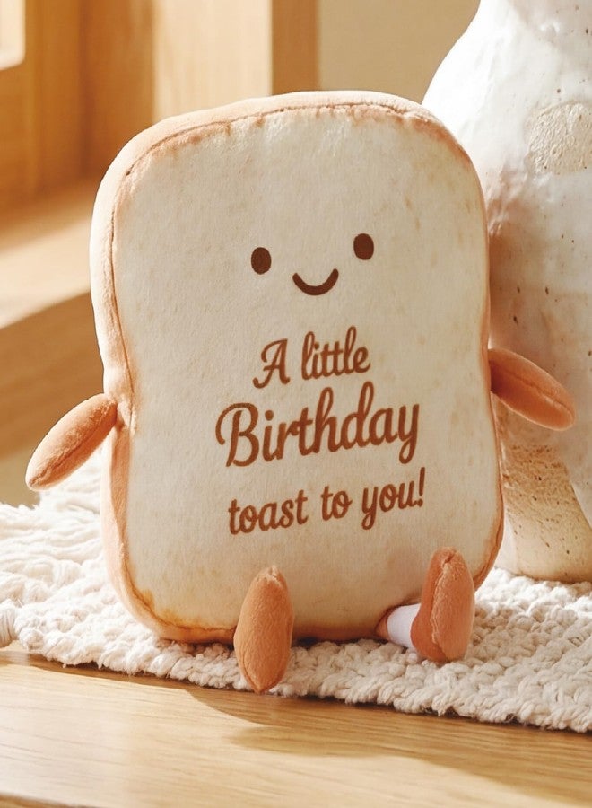 Capoda 7.09" Large Toast Bread Plush Bread Shape Cute Pillow Small Food Sofa Stuffed Doll Toy Gifts for Adults Birthday Gift Home Bedroom Decors(A Little Birthday Toast to You) - Image 1