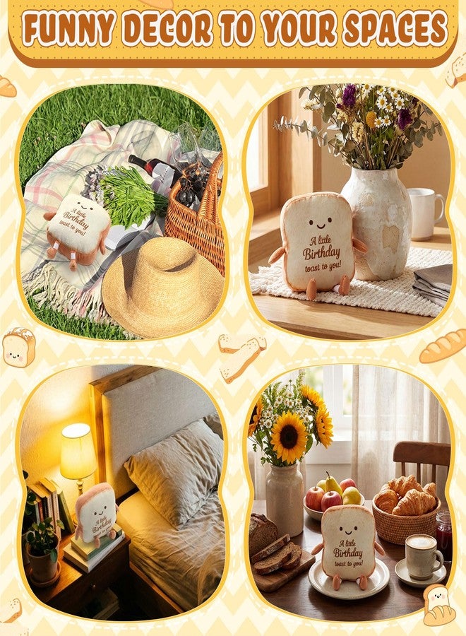 Capoda 7.09" Large Toast Bread Plush Bread Shape Cute Pillow Small Food Sofa Stuffed Doll Toy Gifts for Adults Birthday Gift Home Bedroom Decors(A Little Birthday Toast to You) - Image 4