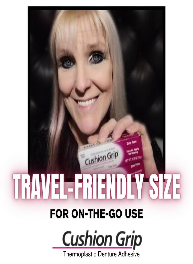 Cushion Grip Thermoplastic Denture Adhesive, 0.35 oz Travel Size | Refits and Tightens Loose Dentures On The Go | Non-Glue Adhesive, Acts Like a Soft Reliner (Pack of 5) - Image 2