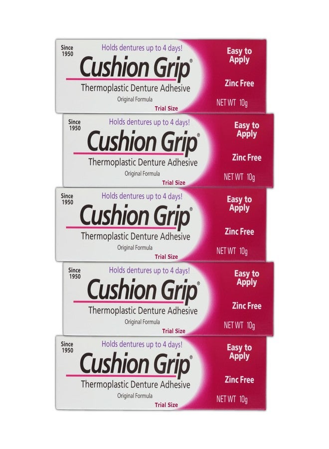 Cushion Grip Thermoplastic Denture Adhesive, 0.35 oz Travel Size | Refits and Tightens Loose Dentures On The Go | Non-Glue Adhesive, Acts Like a Soft Reliner (Pack of 5) - Image 1