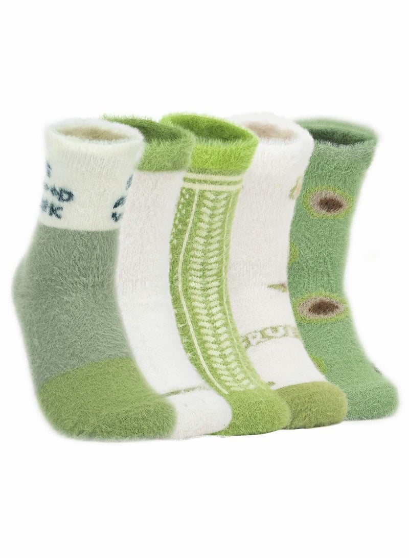 Colorful Women's Wool Socks - 5 Pairs of Soft and Warm Funky Novelty Designs - Image 1