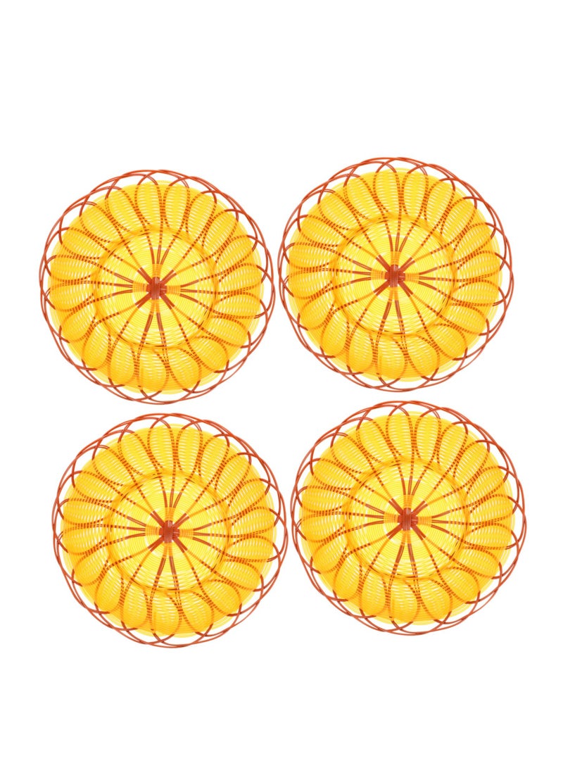 Excefore Round Woven Bread Basket, 4 PCS Hand-Woven Wicker Bread,  Gift Baskets Imitation Rattan Fruit Basket, Imitation Rattan Basket for Kitchen, Restaurant, Outdoor - Image 1