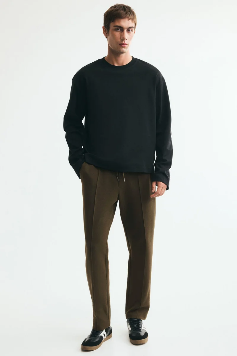 Regular Fit Interlock crease-front joggers