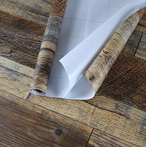Hopeak Faux Wood Wallpaper Peel and Stick Self-Adhesive Vinyl Decorative Wallpaper Removable 17.5 x 196 Inches Brown - Image 4