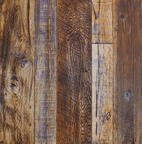Hopeak Faux Wood Wallpaper Peel and Stick Self-Adhesive Vinyl Decorative Wallpaper Removable 17.5 x 196 Inches Brown - Image 1