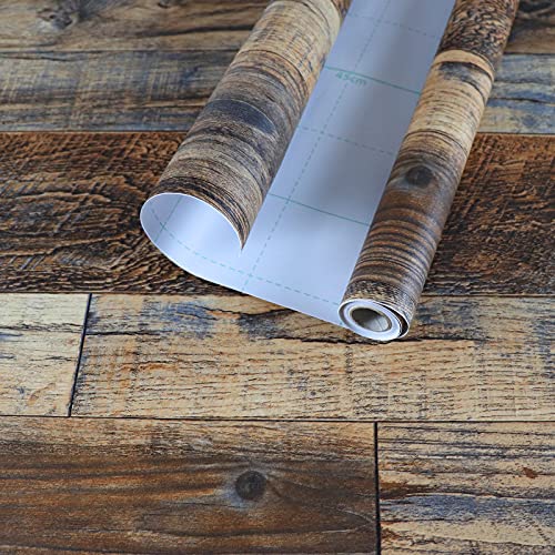 Hopeak Faux Wood Wallpaper Peel and Stick Self-Adhesive Vinyl Decorative Wallpaper Removable 17.5 x 196 Inches Brown - Image 2