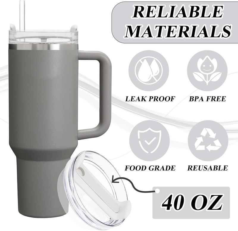 TiciKim 40oz Tumbler Lid Compatible for Stanley, 2 Pack Replacement Tumbler Lids Fit for Stanley Quencher 2.0 Tumbler 40 OZ, with Straws and Cleaning Brush (Clear White) - Image 3