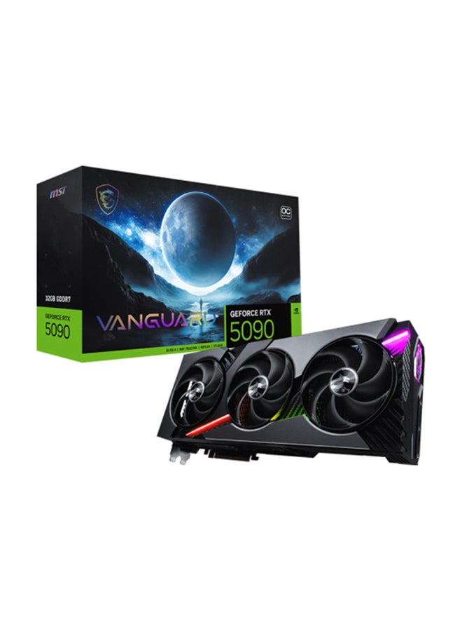 MSI GeForce RTX™ 5090 32GB VANGUARD OC - Extreme Performance - G5090-32VGC - NVIDIA® GeForce RTX™ 5090 - PCI Express® Gen 5 - 2497 MHz - 21760 CUDA® Cores - 32GB GDDR7 - 512bit - DisplayPort x 3 - HDMI™ - 575W - 16-pin - DirectX 12 Ultimate - OpenGL 4.6 - 4 Displays - G-SYNC® Black - Image 1