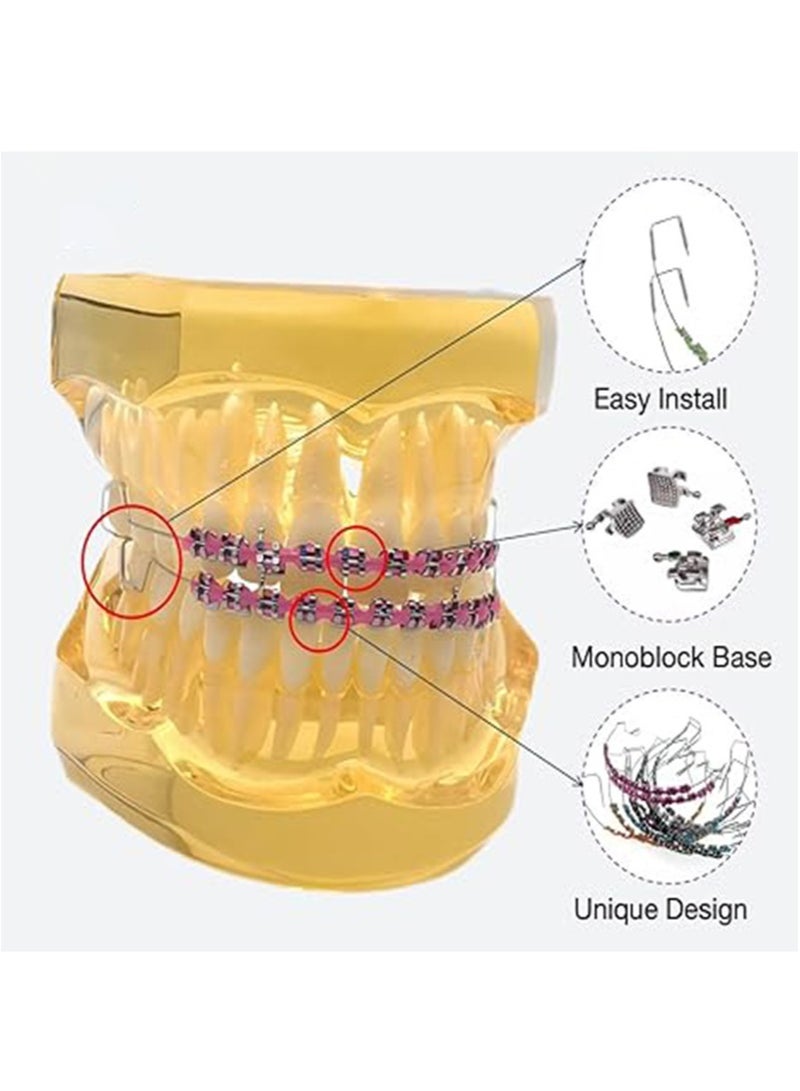 Apustim Tooth Decoration，Including Metal Wire，Metal Bracket And Correction Ligature，Is a Prop For Orthodontists To Explain And a Prop For Dental Students To Practice （Dark Blue + Cyan）  - Image 5