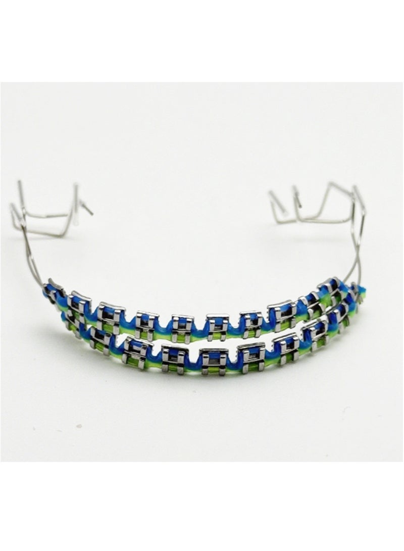 Apustim Tooth Decoration，Including Metal Wire，Metal Bracket And Correction Ligature，Is a Prop For Orthodontists To Explain And a Prop For Dental Students To Practice （Dark Blue + Cyan）  - Image 3